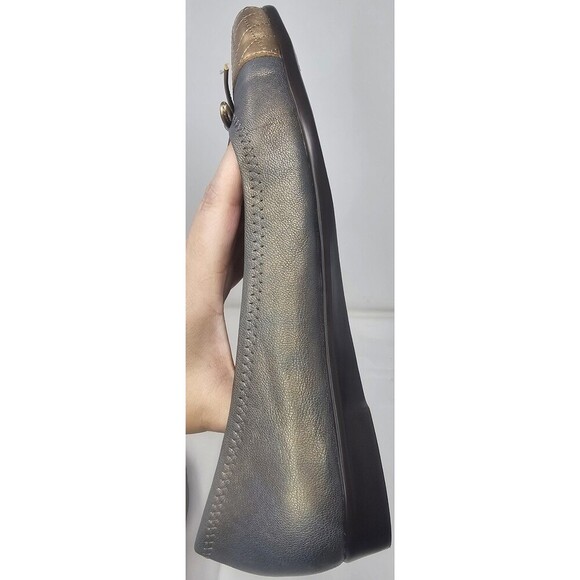 Aerosoles Beckon Metallic Blue & Gold Bow Leather Flats Women US 9.5M Cap Toe - Picture 7 of 16